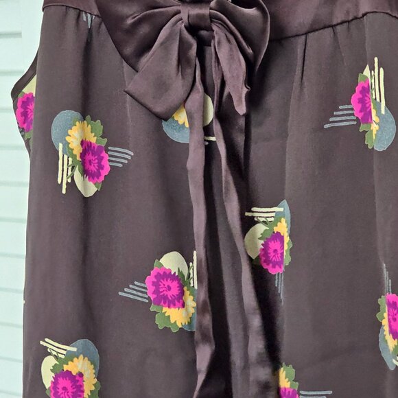 Brown Re:Sound Strapless 100% Silk Dress with Ribbon Bow Size 2 - Picture 2 of 5
